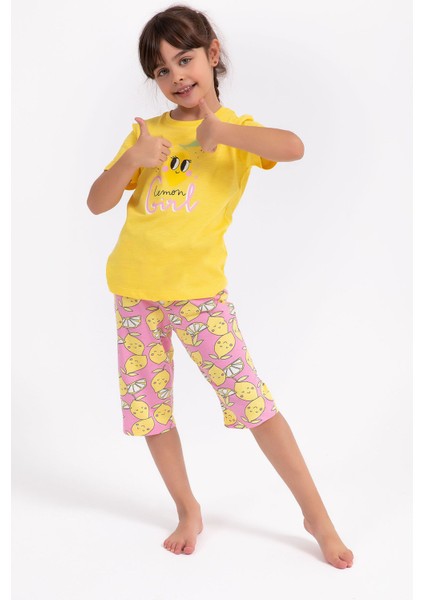 Lemon Girl Sarı Kız Çocuk Kapri Takım modelleri