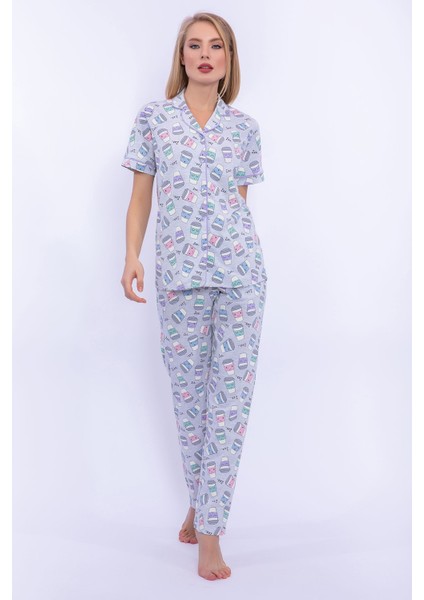 Eat Sleep Coffee Repeat Grimelanj Gömlek Pijama Takımı