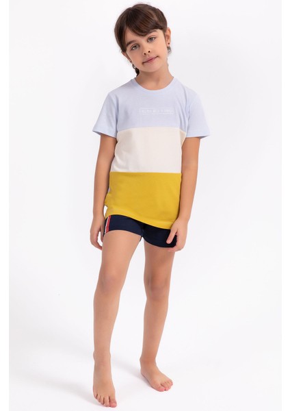 All You Need Is Family Gökyüzü Mavisi Kız Çocuk Şort Takım