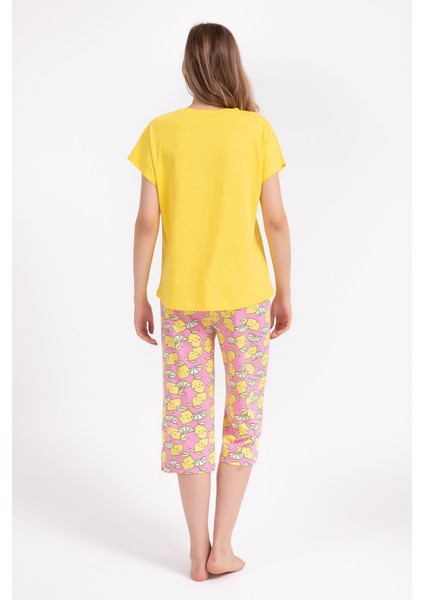 Cute Lemon Sarı Kadın Kapri Takım indirimleri