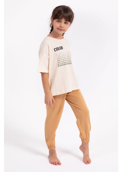 Color Fildişi Salaş Kız Çocuk Pijama Takımı