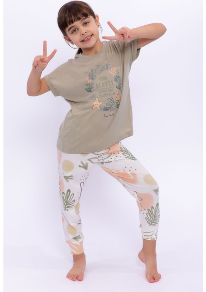 Find Beauty Açık Haki Kız Çocuk Pijama Takımı