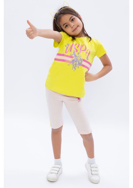 Limon Sarısı Kız Çocuk Bisiklet Yaka Bermuda Tayt Takım fiyatları