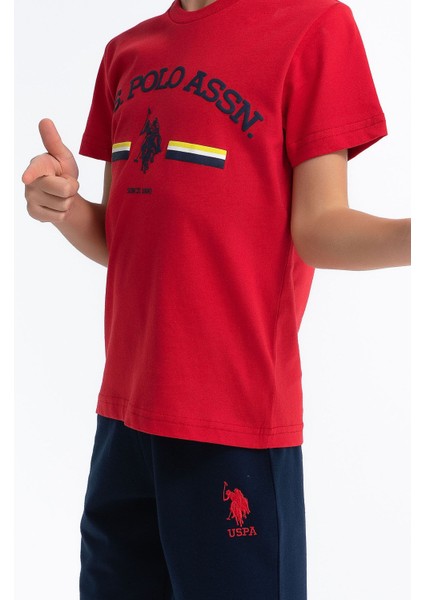 Kırmızı Lacivert Erkek Çocuk Bisikler Yaka Bermuda Takım modelleri