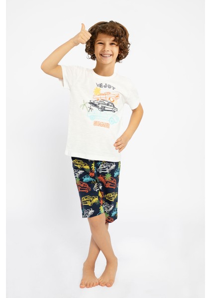 Enjoy Summer Krem Erkek Çocuk Bermuda Takım