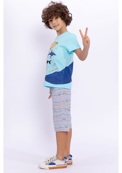 Blue Whale Turkuaz Erkek Çocuk Kapri Takım fiyatları