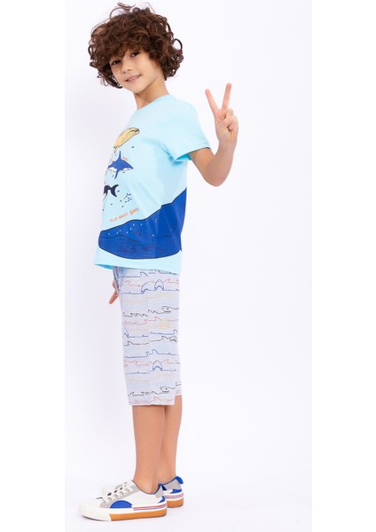 Blue Whale Turkuaz Erkek Çocuk Kapri Takım indirimleri