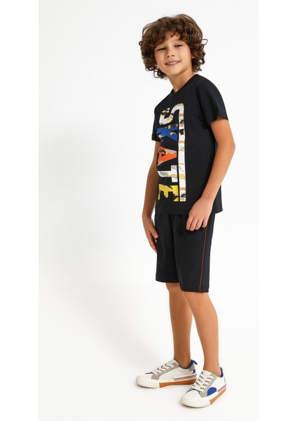 Skate Siyah Erkek Çocuk Bermuda Takım