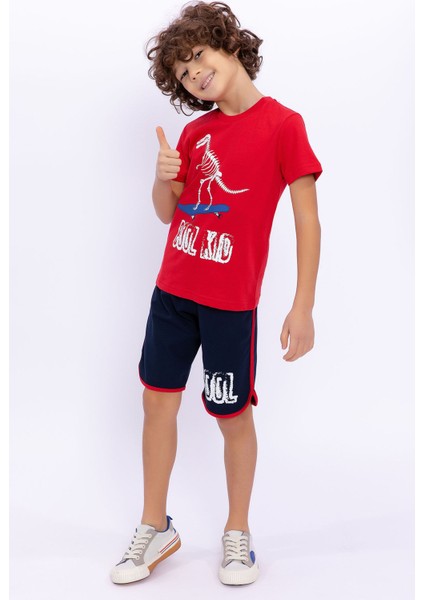 Cool Kid Kırmızı Erkek Çocuk Bermuda Takım