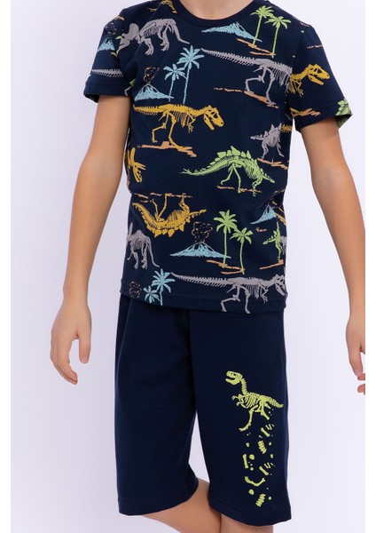 Dinosaur Lacivert Erkek Çocuk Bermuda Takım modelleri