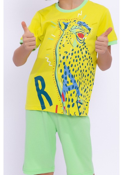 Rale Limon Sarısı Erkek Çocuk Bermuda Takım modelleri