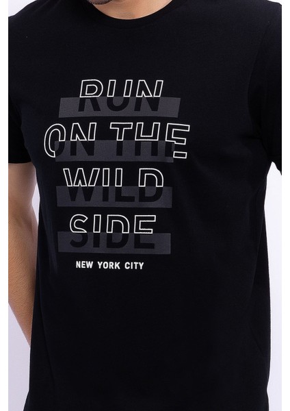 Run On The Wild Side Siyah Erkek Slim Fit Takım fırsatları
