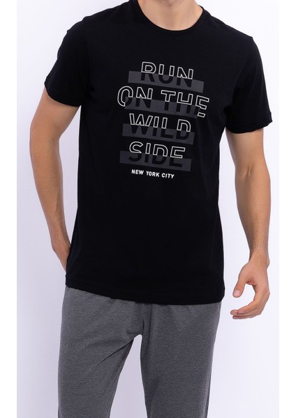 Run On The Wild Side Siyah Erkek Slim Fit Takım modelleri