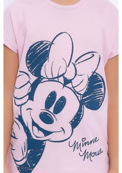 Minnie Mouse  Açık Pembe Kız Çocuk Şort Takım