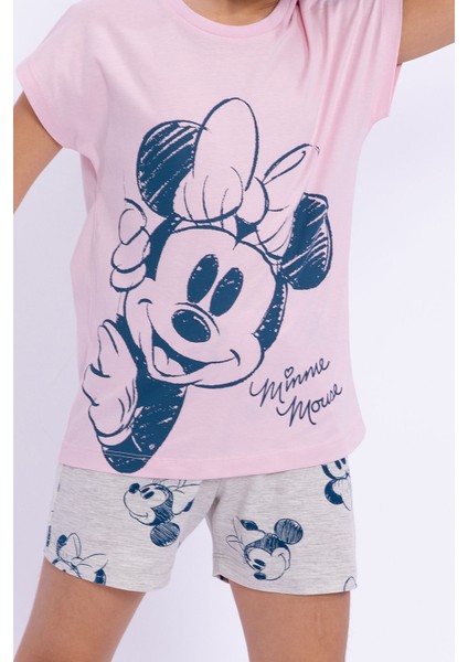 Minnie Mouse  Açık Pembe Kız Çocuk Şort Takım