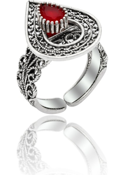 Yakut Taşlı Damla Tasarım Telkari Gümüş Üçlü Set indirimleri