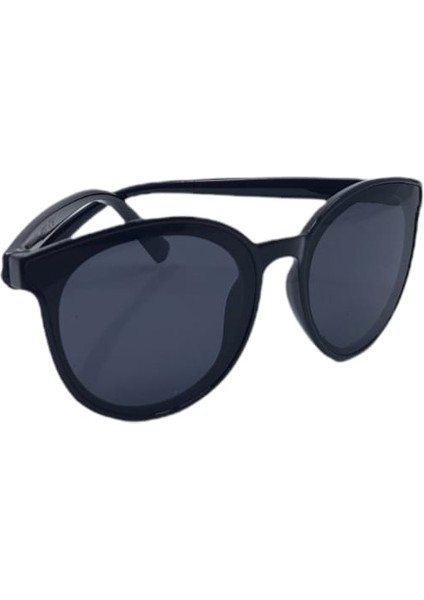 Yuvarlak Parlak Siyah Unisex Çoçuk Güneş Gözlüğü 4012 31-13- 135 modelleri