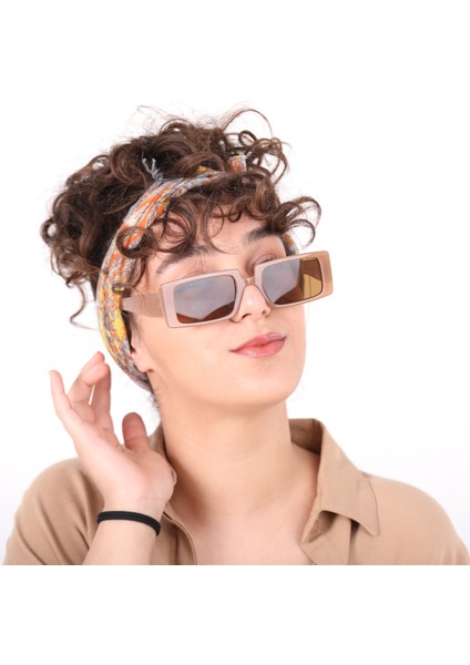 Açık Kahve Dikdörtgen Kadın Güneş Gözlüğü 1002 05