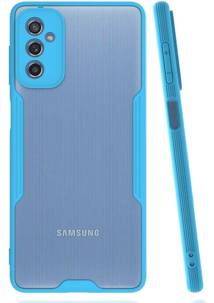Samsung Galaxy M52 Kılıf Kenar Renkli Kamera Korumalı Mat Kapak Mavi