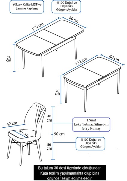 Concept Eva Serisi Mutfak Masa Takımı, Açılabilir 80X132 Mdf Siyah Mermer Desen Masa ve 4 Sandalye