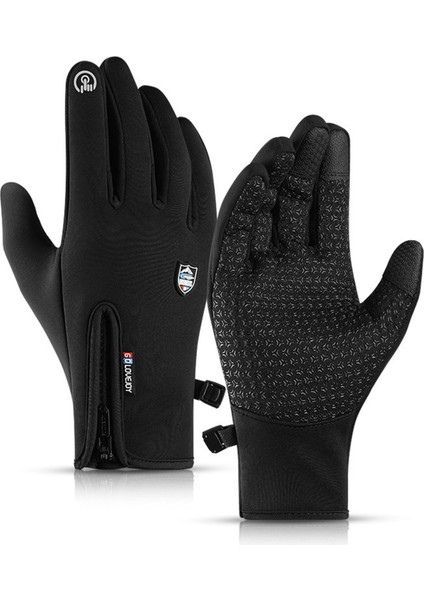 Rüzgar Geçirmez Su Geçirmez Tam Parmak Eldiven - L/siyah (Yurt Dışından)