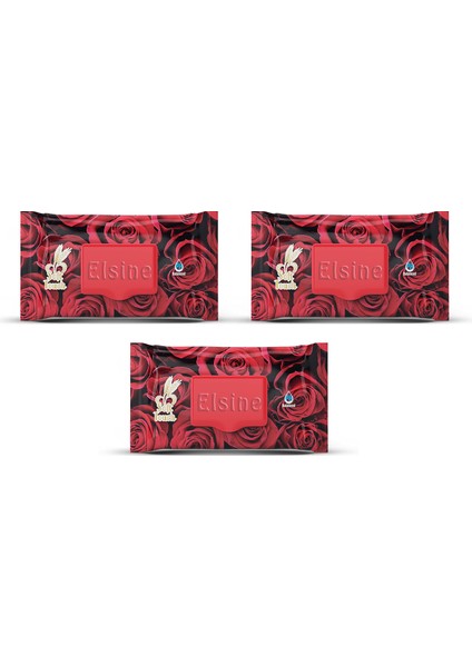 3 Paket Red Rose Islak Havlu Mendil 90 Adet Kapaklı Gül Kokulu