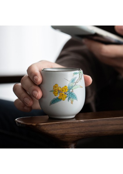 1 Adet Çin Seramik Çay Kupası Beyaz Porselen Kung Fu Bardaklar Kolu ile Drinkware Şarap Kahve Kupa Teacup Toptan | Teacups (Pipa)