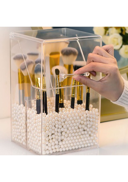Kozmetik Fırça Saklama Kutusu Makyaj Organizatör Akrilik Fırça Tutucu Kireççeleri Ekran Tutucu Kapak Temizle Toz Geçirmez Plastik Kutu