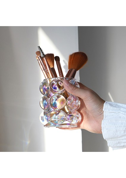 Kristal Cam Boncuk Makyaj Fırça Tutucu Kalem Kalem Saklama Kupası Kozmetik Araçları Organizatör | Makyaj Organizatörleri