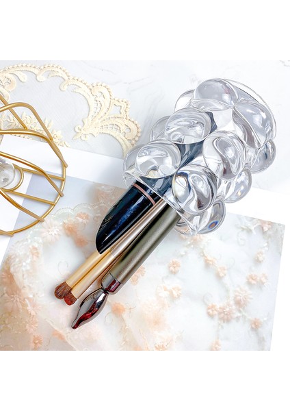 Kristal Cam Boncuk Makyaj Fırça Tutucu Kalem Kalem Saklama Kupası Kozmetik Araçları Organizatör | Makyaj Organizatörleri fiyatları