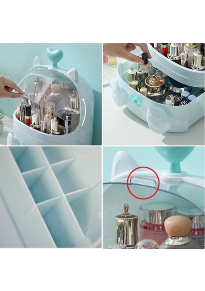 Sanlindou Kedi Şekilli Plastik Makyaj Organizeri -Mavi (Yurt Dışından)