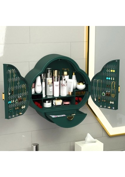 Duvara Monte Banyo Makyaj Organizatör Takı Saklama Kutusu Küpe Için Kozmetik Masaüstü Organizatör Depolama Raf | Makyaj Organizatörleri indirimleri