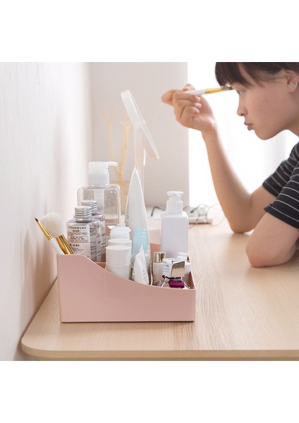 Plastik Kozmetik Saklama Kutusu Masası Makyaj Uzaktan Kumanda Durumda Fırça Ruj Tutucu Ofis Banyo Organizatör | Makyaj Organizatörleri fırsatları