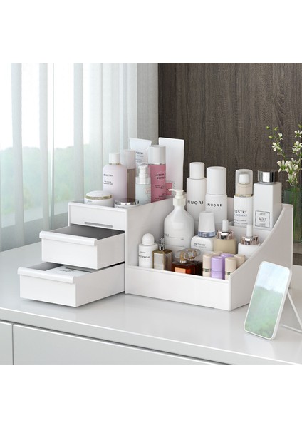 Büyük Hacimli Kozmetik Saklama Kutuları Makyaj Organizatör Kutusu Kozmetik Için Duvar Plastik Makyaj Organizatör Takı Çekmece Konteyner | Makyaj Organizatörleri fiyatları