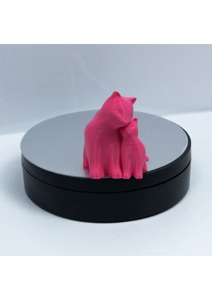 3D Anne ve Yavru Kedi Figürlü Biblo / Oyuncak