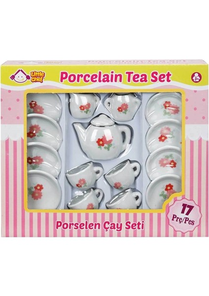 Porselen Çay Takımı 17 Parça 21682 Çiçek Desenli