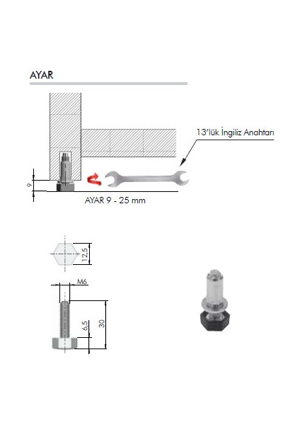 20 ADET SİYAH- ITALIANA FERRAMENTA PINGO KENDİNDEN DÜBELLİ AYARLI AYAK modelleri