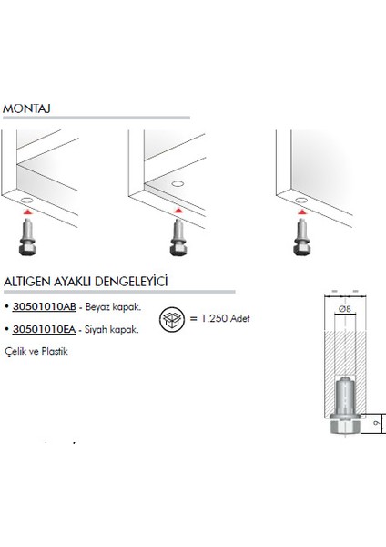 20 ADET SİYAH- ITALIANA FERRAMENTA PINGO KENDİNDEN DÜBELLİ AYARLI AYAK fırsatları