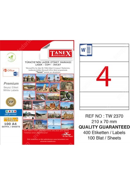 TW-2370 210X70 Mmlaser Etiket 100 Ad.
