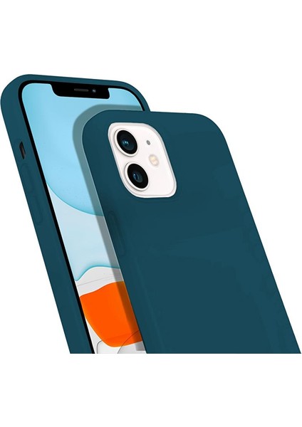 Apple iPhone 12 Pro Silikon Case Mikrofiber Iç Arka Koruma Telefon Kılıfı Mavi