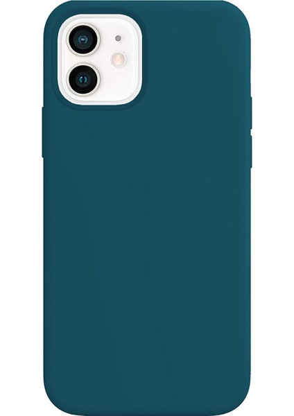 Apple iPhone 12 Pro Silikon Case Mikrofiber Iç Arka Koruma Telefon Kılıfı Mavi