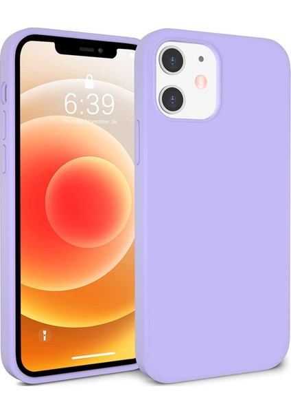 Apple iPhone 12 Pro Max Silikon Case Mikrofiber Iç Arka Koruma Telefon Kılıfı Lila