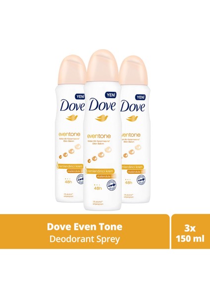 Kadın Sprey Deodorant Even Tone Koltuk Altı Kararmasına Etkin Bakım 150 Ml X3