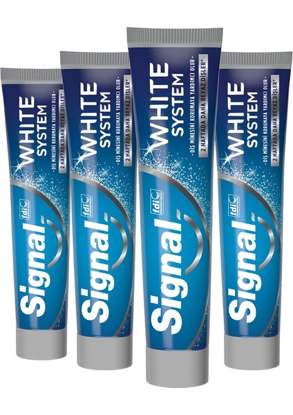 Diş Macunu White System 2 Haftada Daha Beyaz Dişler 75 Ml X4