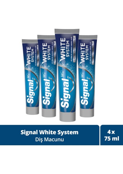 Diş Macunu White System 2 Haftada Daha Beyaz Dişler 75 Ml X4