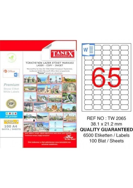 TW-2065 Laser Etiket 25 Adet