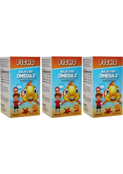 3 Kutu Fisho Balık Yağı Şurubu 150 Ml