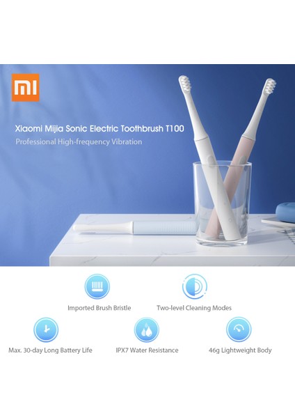 Xiaomi Mijia Sonic T100 USB Elektrikli Diş Fırçası - Pembe (Yurt Dışından)