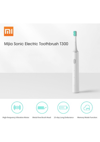 Xiaomi Mijia Sonic T300 USB Elektrikli Diş Fırçası - Beyaz (Yurt Dışından)