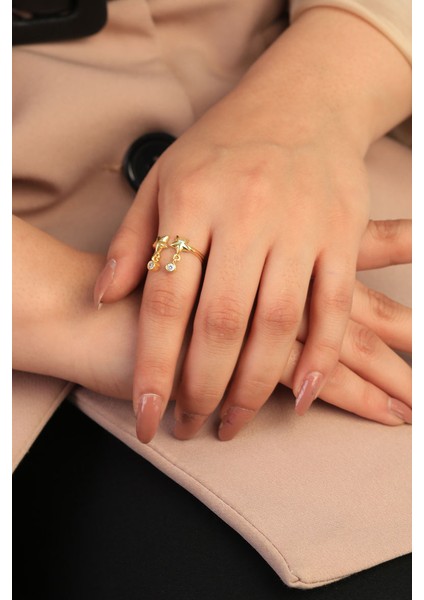 Silver Yıldız Figürlü Ayarlanabilir 925 Ayar Gümüş Yüzük